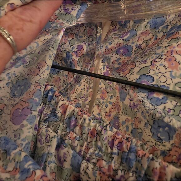 Vtg 80s Floral Print  Two Piece Skirt Set  Peter Pan Collar Ornate Buttons 16 - Picture 12 of 12